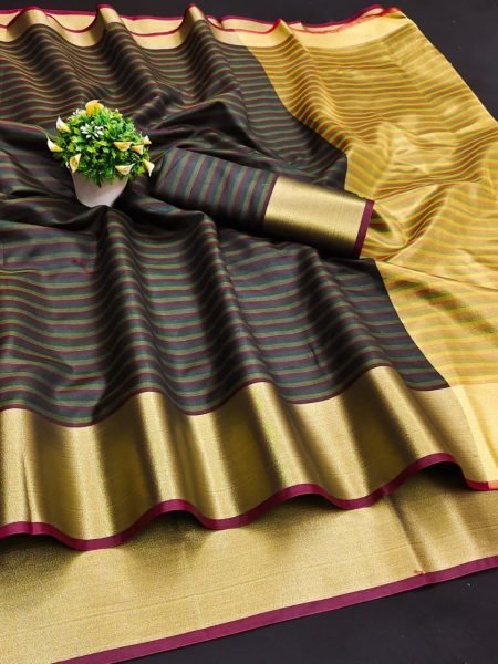 Wedding Wear Soft Cotton Silk Saree With Zari Weaving Border  Silk Sarees Wholesale