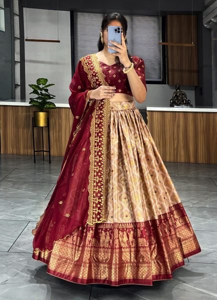 Soft Dola Silk Bandhani Printed With Foil Border Work Lahenga Choli  Navratri Lehnega Choli