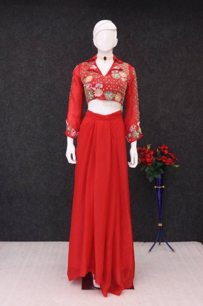 western dhoti set two piece embroidered blouse and draped dhoti Ready To Wear Collection
