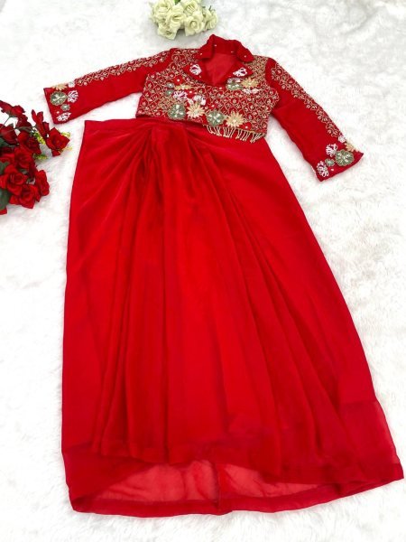 western dhoti set two piece embroidered blouse and draped dhoti Ready To Wear Collection