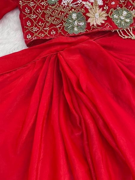 western dhoti set two piece embroidered blouse and draped dhoti Ready To Wear Collection