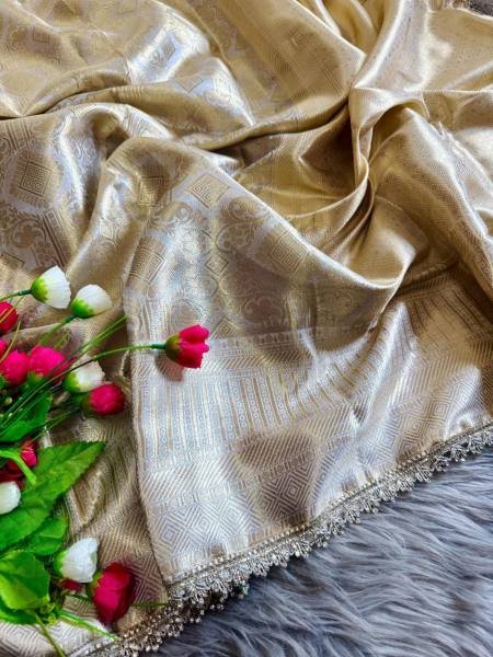 White Banarasi Saree with Rich Pallu & Designer Jharkan Border Sarees 