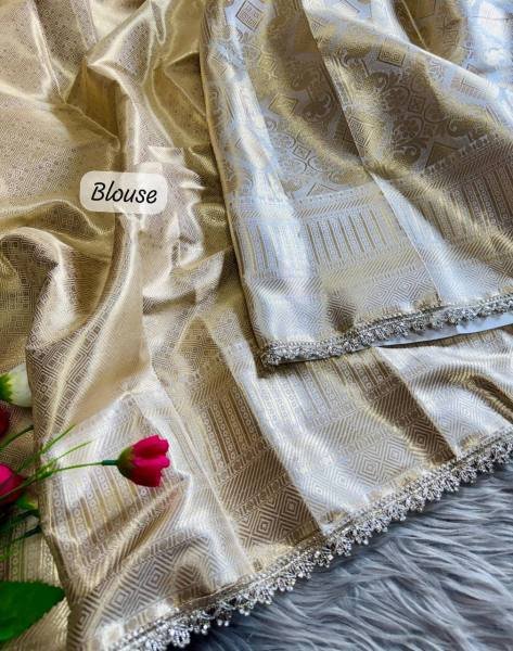 White Banarasi Saree with Rich Pallu & Designer Jharkan Border Banarasi Saree Wholesale