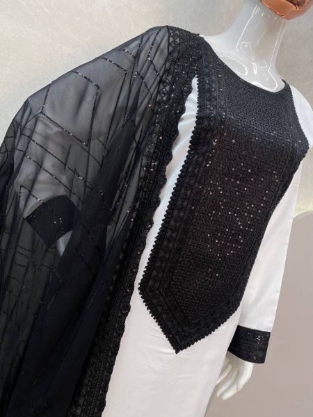 WHITE BLACK COMBINATIONS KURTIS WHOLESALE  3 Piece Kurti Set