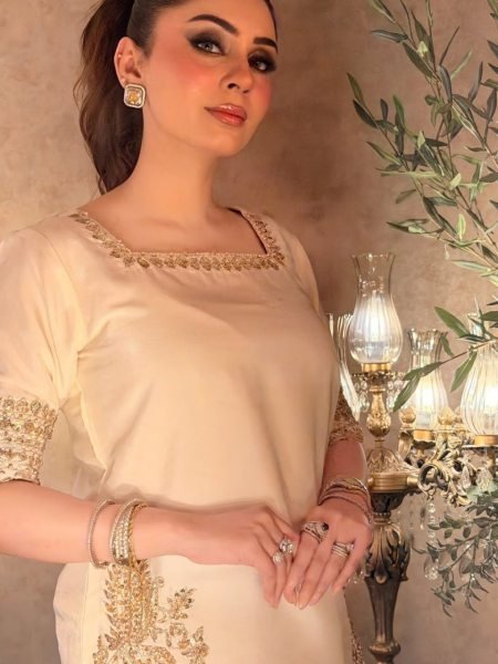 White Chinon Kurti Palazzo Suit Set with Heavy Embroidery Work And Dupatta for Women 3 Piece Kurti Set