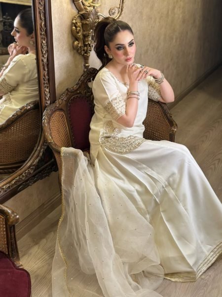 White Chinon Kurti Palazzo Suit Set with Heavy Embroidery Work And Dupatta for Women 3 Piece Kurti Set