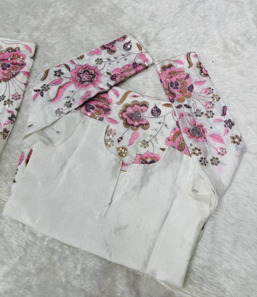 White Chinon Silk Sharara Set for Girls Elegant Embroidery   Ready to Wear Grace Girls Wear