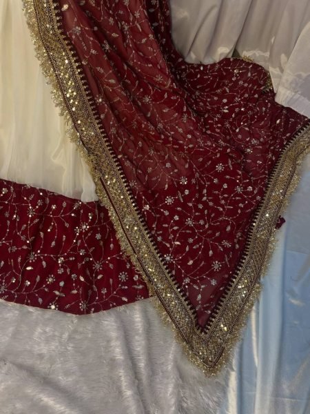 White Faux Georgette Anarkali Suit for Eid & Ramadan Wholesale Ready To Wear Collection