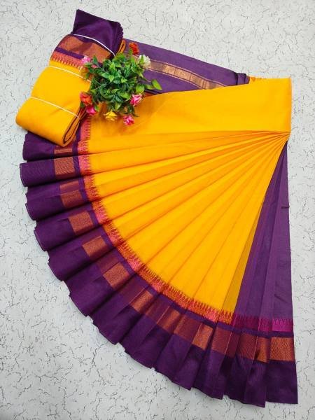 White Kerala Saree with Kottanji Korvai Border   Contrast Blouse At Wholesale Rates Cotton Sarees Wholesale