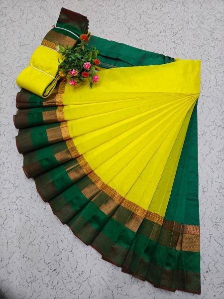 White Kerala Saree with Kottanji Korvai Border   Contrast Blouse At Wholesale Rates Cotton Sarees Wholesale