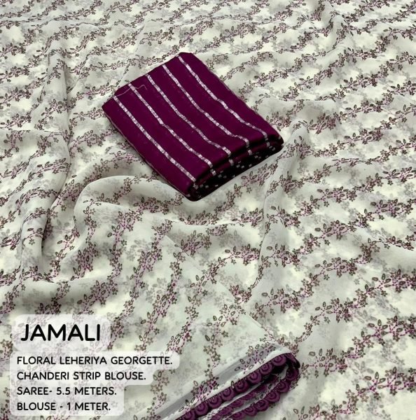 White Leheriya Printed Georgette Saree  Georgette Sarees Wholesale