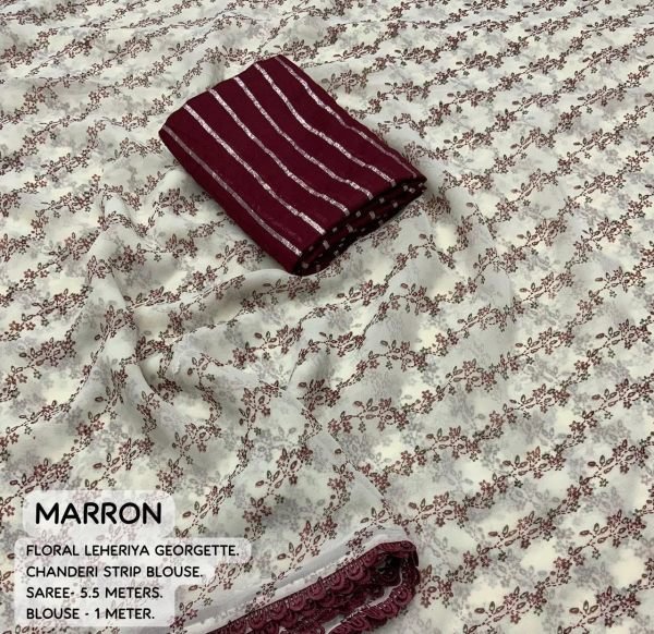 White Leheriya Printed Georgette Saree  Georgette Sarees Wholesale