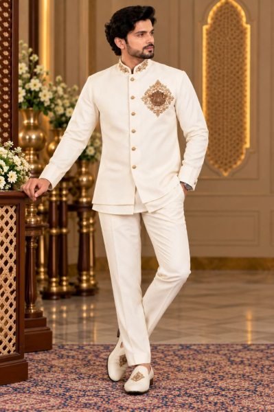 White Royal Look Linen Koti Shirt and Polo Pant Set for Men at Wholesale Rate  Mens Shirt