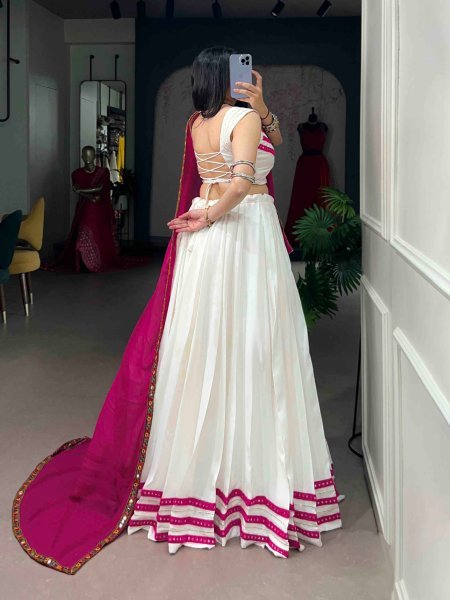 White Pink Navratri Special Rayon Lehenga with Fully Stitched Blouse at Manufacturer  Navratri Lehnega Choli