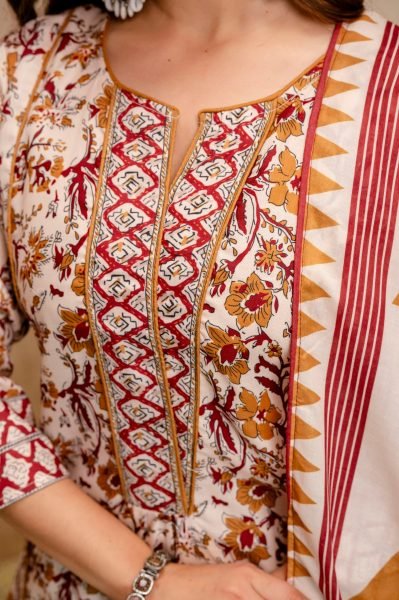 White Summer Special Magic Cotton Kurti Pant Dupatta Set at Wholesale Rate Cotton Kurtis Wholesale