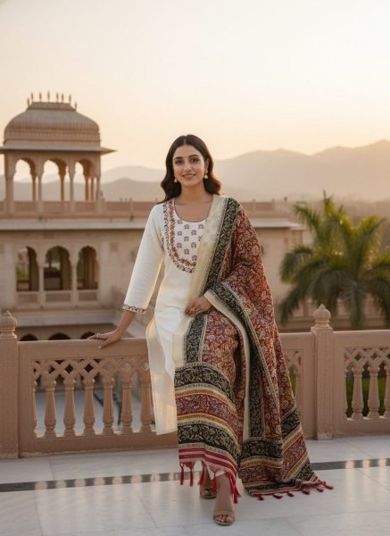 Wholesale Khadi Cotton Kurti Pant Dupatta With Embroidered Ethnic Wear for Resellers and Retailers Embroidery Kurtis 