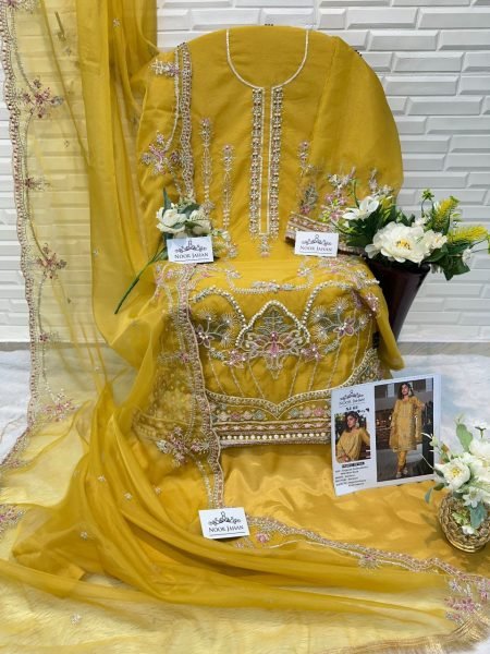 Wholesale Pakistani Salwar Suit Organza Fabric with Heavy Embroidery Khatli Detailing Best Price Pakistani Suits Wholesale