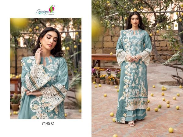 Wholesale Pakistani Suits Exporter Saniya Trendz 7145 Cotton Chikankari Collection Pakistani Suits Wholesale