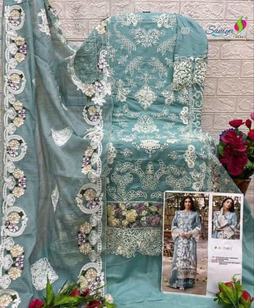 Wholesale Pakistani Suits Exporter Saniya Trendz 7145 Cotton Chikankari Collection Pakistani Suits Wholesale