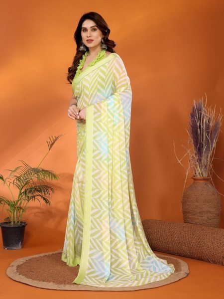 Wholesale Printed Satin Patta Sarees Elegant Lightweight Fabric with Matching Running Blouse Manufacturer Direct Deal Printed Cotton Sarees Wholesale