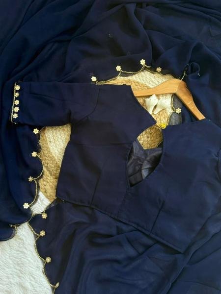 Wholesale Sabyasachi Inspired Faux Georgette Saree with Hand Khatali and Cutdana Work Blous Georgette Sarees Wholesale