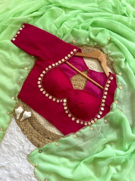 Wholesale Sabyasachi Inspired Faux Georgette Saree with Hand Khatali and Cutdana Work Blous Georgette Sarees Wholesale