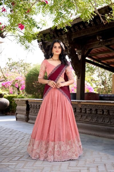 Wholesale Silver Glossy Lehenga Choli with Sequins and Thread Embroidery Bridal & Wedding Wear Designer Lehenga Choli