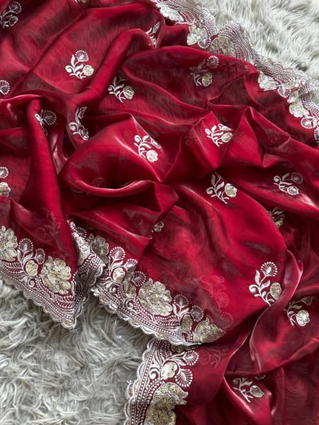 Wholesale Soft Zimmy Choo Silk Saree Elegant Embroidery Online Shopping for Womens Wear from Surat JIMMY CHOO SAREE
