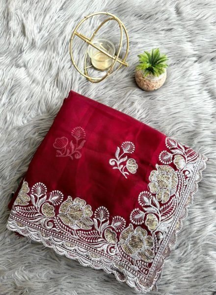 Wholesale Soft Zimmy Choo Silk Saree Elegant Embroidery Online Shopping for Womens Wear from Surat JIMMY CHOO SAREE