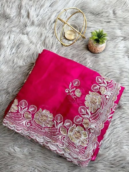 Wholesale Soft Zimmy Choo Silk Saree Elegant Embroidery Online Shopping for Womens Wear from Surat JIMMY CHOO SAREE