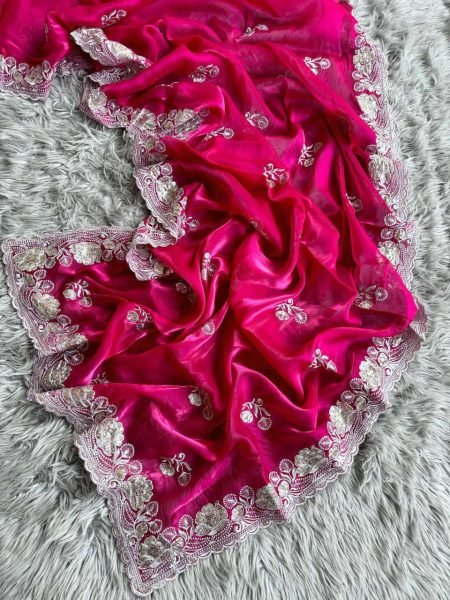 Wholesale Soft Zimmy Choo Silk Saree Elegant Embroidery Online Shopping for Womens Wear from Surat JIMMY CHOO SAREE