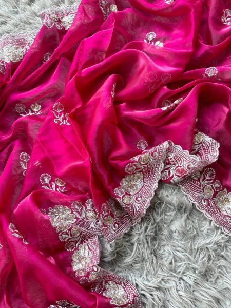 Wholesale Soft Zimmy Choo Silk Saree Elegant Embroidery Online Shopping for Womens Wear from Surat JIMMY CHOO SAREE