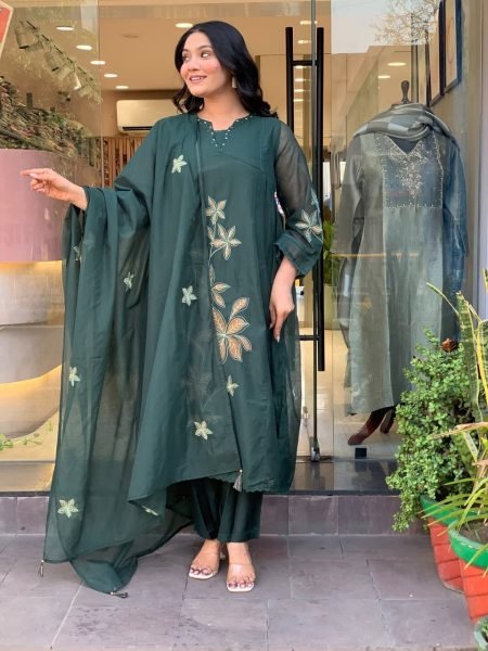 Wholesale Vichitra Silk Embroidered Kurti Pant Dupatta Set with Nazmin Dupatta  for Resellers and Retailers Embroidery Kurtis 