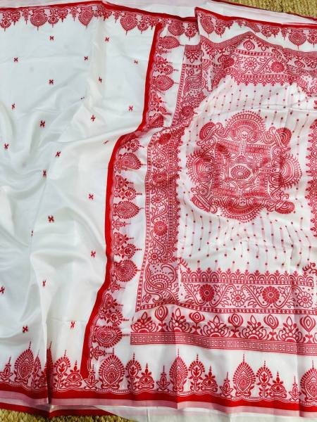 Wholesale White Bengali Silk Saree For Durga Puja Silk Sarees Wholesale