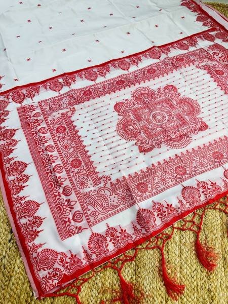 Wholesale White Bengali Silk Saree For Durga Puja Silk Sarees Wholesale