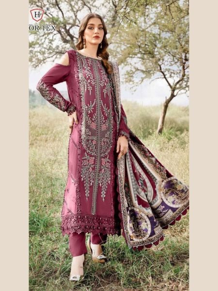 Wine Color Heavy Rayon Pakistani Suit with Designer Dupatta Hoor Tex H-377 D Pakistani Suits Wholesale