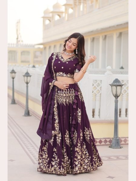 Wine Color Sequence Embroidered Work Lehenga Choli  Designer Lehenga Choli