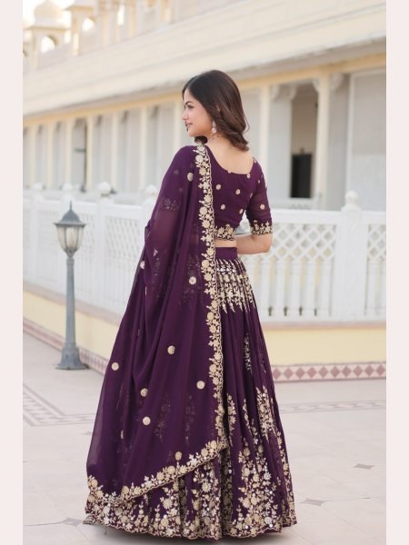 Wine Color Sequence Embroidered Work Lehenga Choli  Designer Lehenga Choli