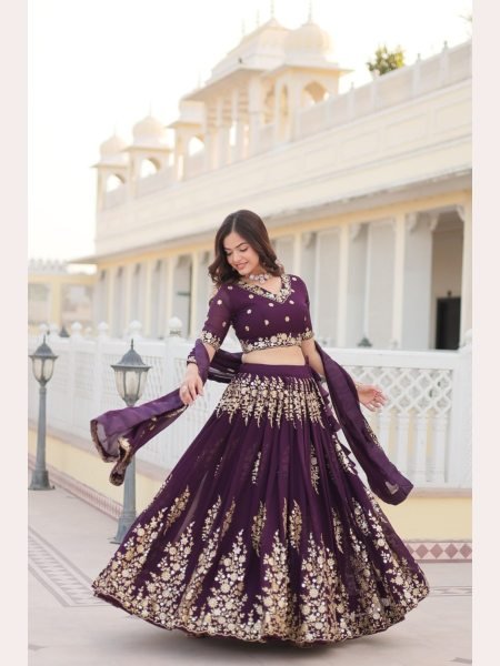 Wine Color Sequence Embroidered Work Lehenga Choli  Designer Lehenga Choli