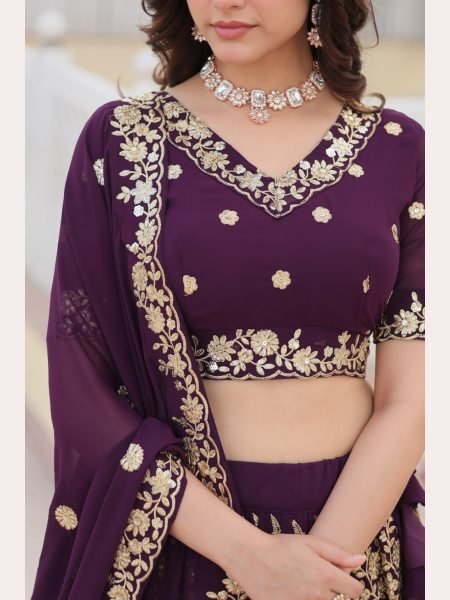 Wine Color Sequence Embroidered Work Lehenga Choli  Designer Lehenga Choli