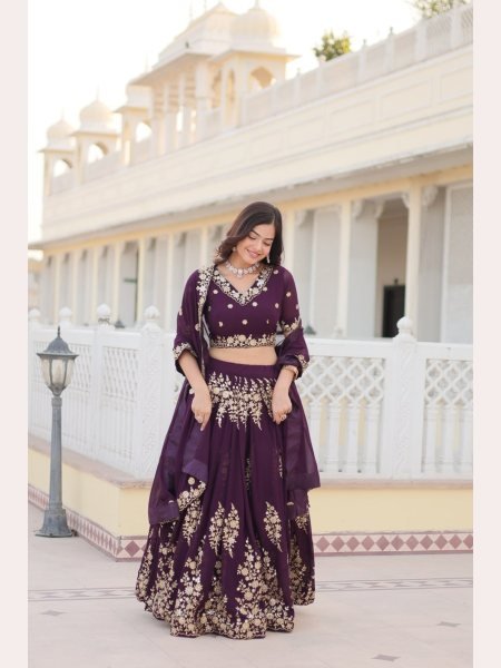 Wine Color Sequence Embroidered Work Lehenga Choli  Designer Lehenga Choli