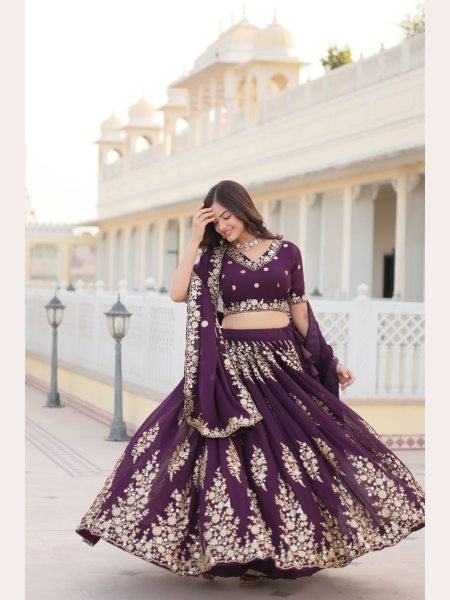 Wine Color Sequence Embroidered Work Lehenga Choli  Designer Lehenga Choli
