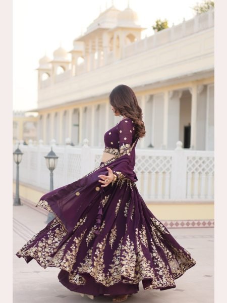 Wine Color Sequence Embroidered Work Lehenga Choli  Designer Lehenga Choli