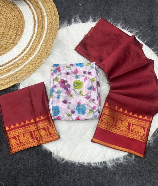 Wine Color South Indian Half Saree With Printed Voni at Wholesale Rates Half Saree Lehenga