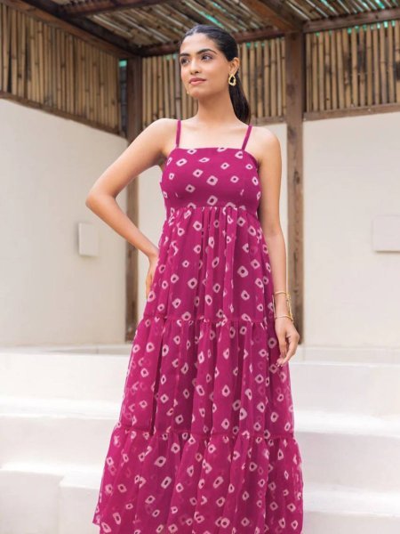 Wine Fuax Georgette Printed Anarkali Flared Gown Wholesale Market Kurtis