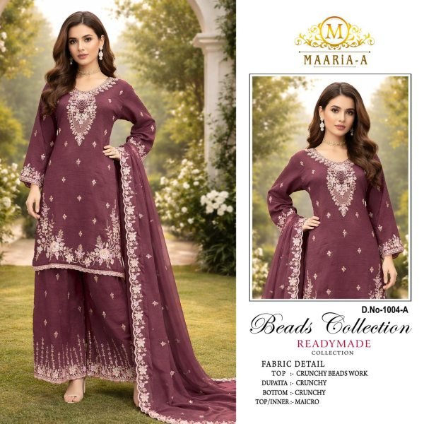 Wine Heavy Crunchy Beads Embroidered Palazzo Suit with Dupatta for Wedding Wear Designer Plazzo Salwar Suits Wholesale
