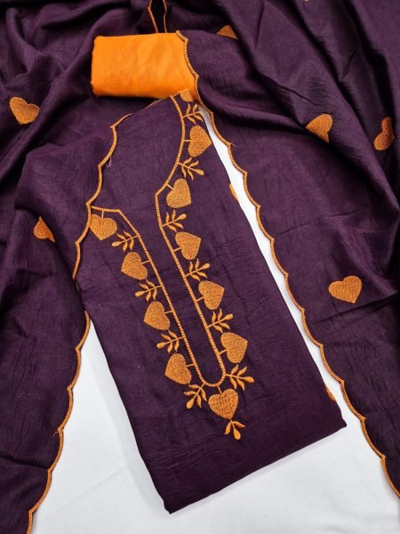Wine Parampara Silk Multi Work Suit with Santoon Bottom and Dupatta at Wholesale  Color Set Matching Dress Material Wholesale