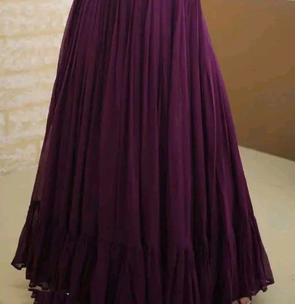 Wine Purple Georgette Gown with Thread Embroidery Ready for Party Wear Georgette Kurti 