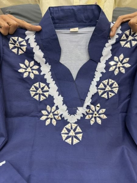 Women Blue Tie-Dye Kurta and Pant Co-ord Set with Mirror Work CO ORD Sets