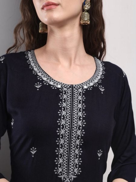 Women Cotton Kurta Pant With Chanderi Dupatta 3 Piece Kurti Set